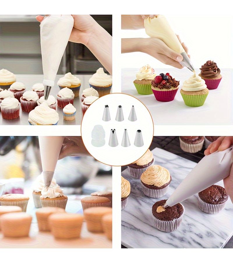 مجموعة من 7 قطع من فوهات تزيين الكيك المصنوعة من الفولاذ المقاوم للصدأ، مستلزمات الخبز - Image 4