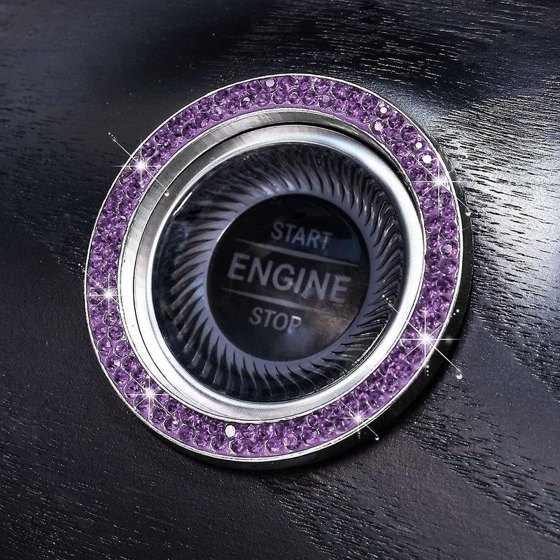 ToBeQueen Purple Car Bling Ring, Diamond Rhinestone Push Start Emblem Sticker, Interior Crystal Car Decor,Bling Car Accessories(Purple) - Image 5