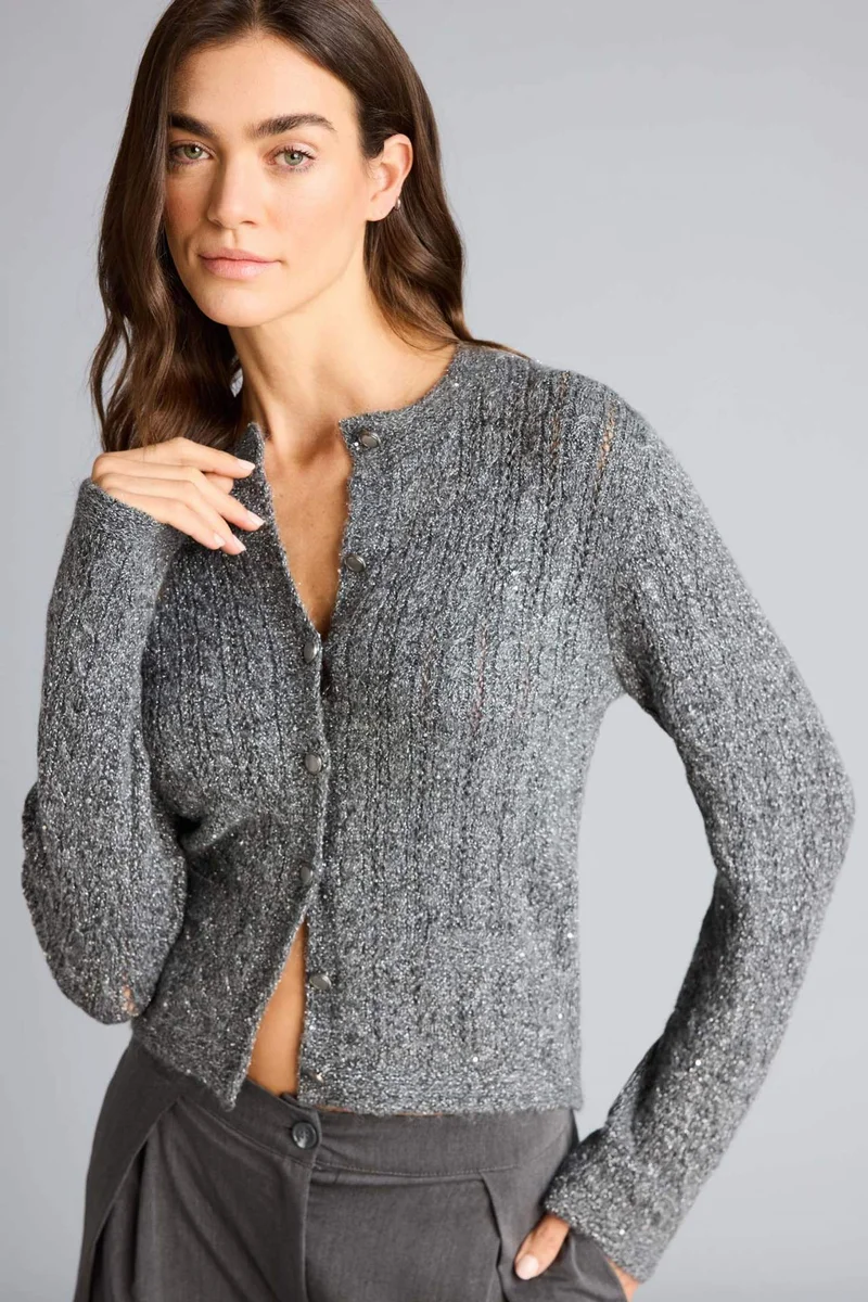 ديفاكتو Regular Fit Crew Neck Cardigan