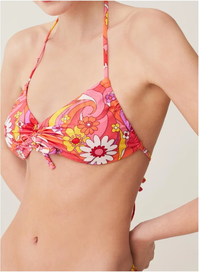او في اس Ovs Bandeau Bikini Top With Floral Print