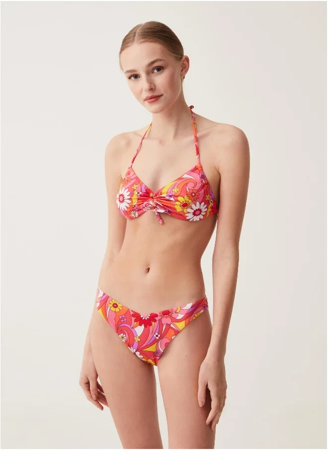 او في اس Ovs Bandeau Bikini Top With Floral Print