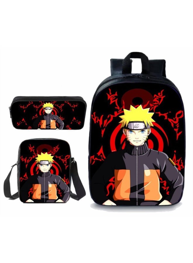 NARUTO backpack pencil case satchel three-piece suit men and women leisure sports travel backpack student school backpack - Image 1