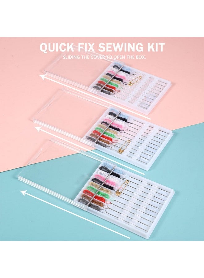 Mtlee 14 Boxes 140 Pieces Mini Quick Fix Sewing Kit Easy Pre Threaded Needle Kit Basic Personal Sewing Kit Plastic Threaded Needle Holder Small Home Travel Sewing Box With Pin Button Assorted Colors - Image 3