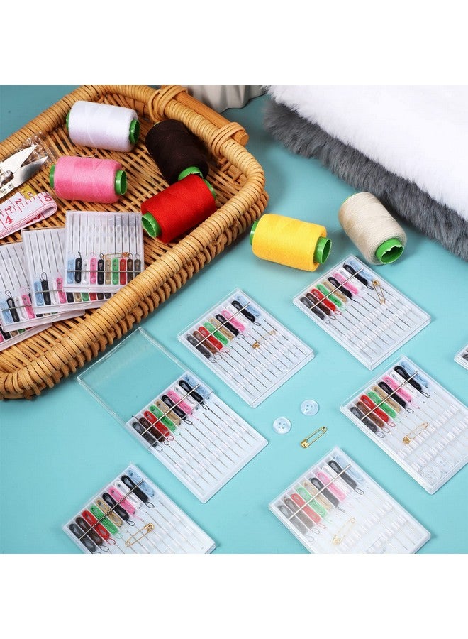 Mtlee 14 Boxes 140 Pieces Mini Quick Fix Sewing Kit Easy Pre Threaded Needle Kit Basic Personal Sewing Kit Plastic Threaded Needle Holder Small Home Travel Sewing Box With Pin Button Assorted Colors - Image 5