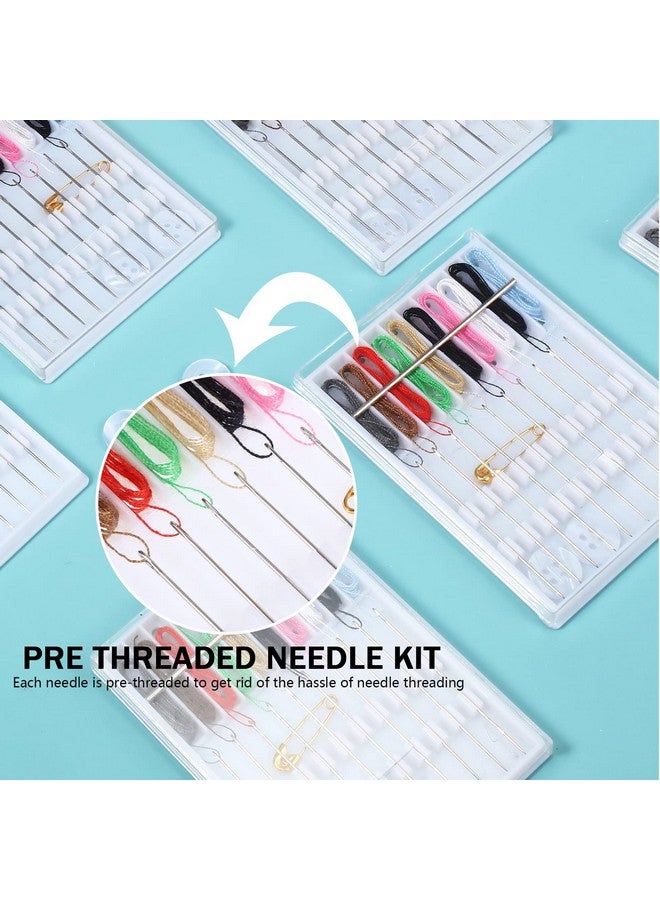 Mtlee 14 Boxes 140 Pieces Mini Quick Fix Sewing Kit Easy Pre Threaded Needle Kit Basic Personal Sewing Kit Plastic Threaded Needle Holder Small Home Travel Sewing Box With Pin Button Assorted Colors - Image 4