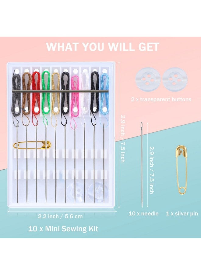 Mtlee 14 Boxes 140 Pieces Mini Quick Fix Sewing Kit Easy Pre Threaded Needle Kit Basic Personal Sewing Kit Plastic Threaded Needle Holder Small Home Travel Sewing Box With Pin Button Assorted Colors - Image 2