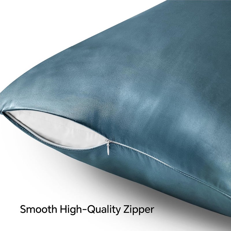 BEDELITE Local market compliant trusted quality Satin Pillowcase with Zipper 2 Pack, Bluesteel Pillow Cases Standard Size, Super Soft and Cooling Similar to Silk Pillow Cases, Gift for Women Men(20x26 Inches) Gulf climate fit - Image 5