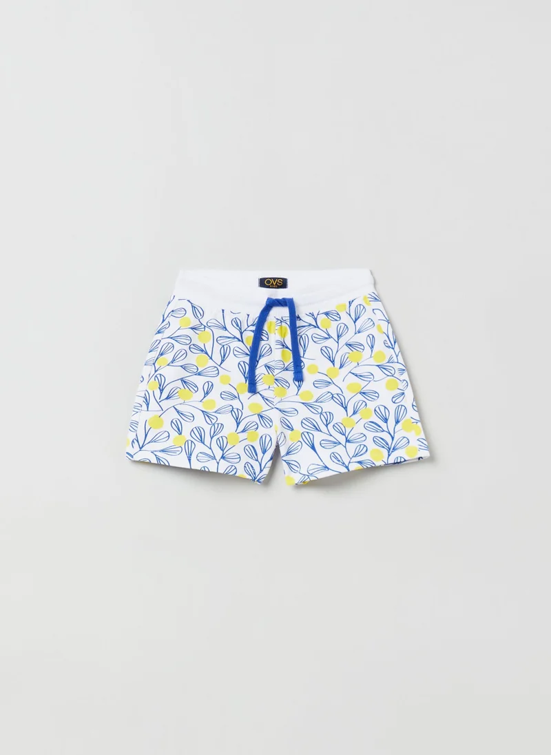 او في اس Cotton Shorts With Drawstring And Print