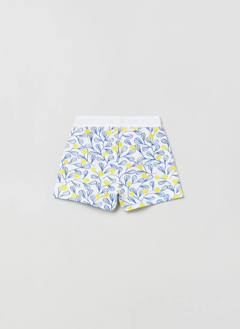 او في اس Cotton Shorts With Drawstring And Print