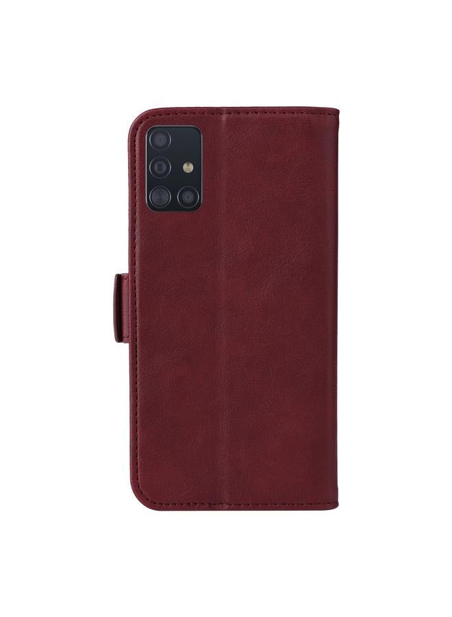 S-TOP Case For Samsung Galaxy A71 4G Dual Buckle Card Wallet Calf Leather Phone Case - Image 3