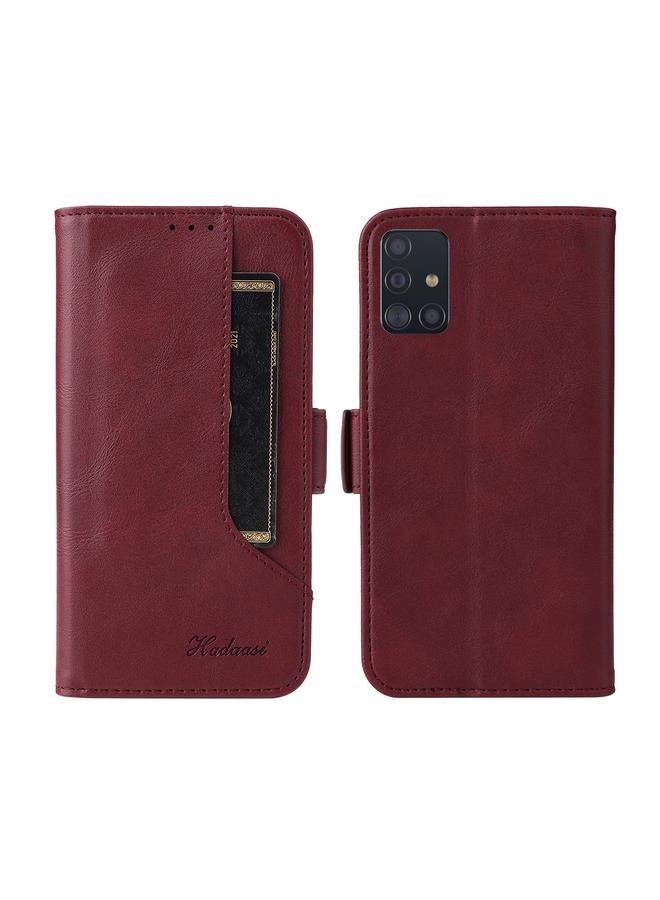 S-TOP Case For Samsung Galaxy A71 4G Dual Buckle Card Wallet Calf Leather Phone Case - Image 1