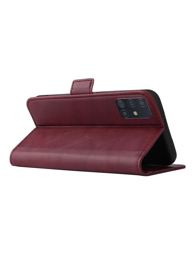 S-TOP Case For Samsung Galaxy A71 4G Dual Buckle Card Wallet Calf Leather Phone Case - Image 5