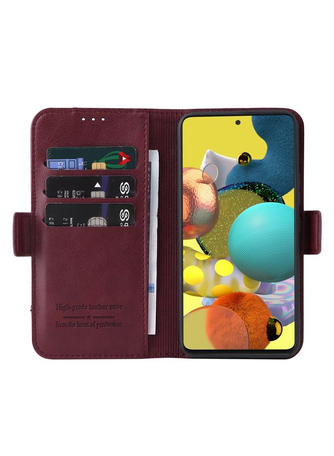 S-TOP Case For Samsung Galaxy A71 4G Dual Buckle Card Wallet Calf Leather Phone Case - Image 4