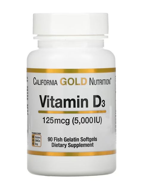 Vitamin D3 125 mcg (5000 IU) 90 Fish Gelatin Softgels