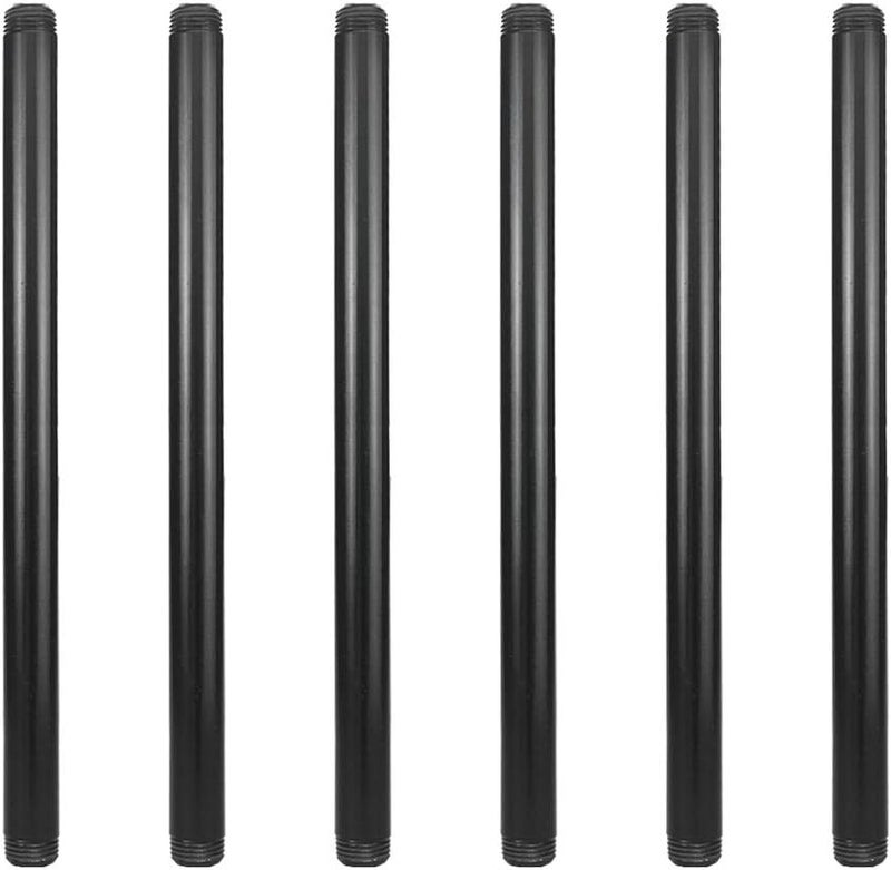 GeilSpace 6 Pack 1/2" × 14" Pre-Cut Black Metal Pipe, Industrial Steel Fits Standard Half Inch Black Threaded Pipes and Fittings - Vintage DIY Industrial Shelving (1/2" × 14") - Image 1