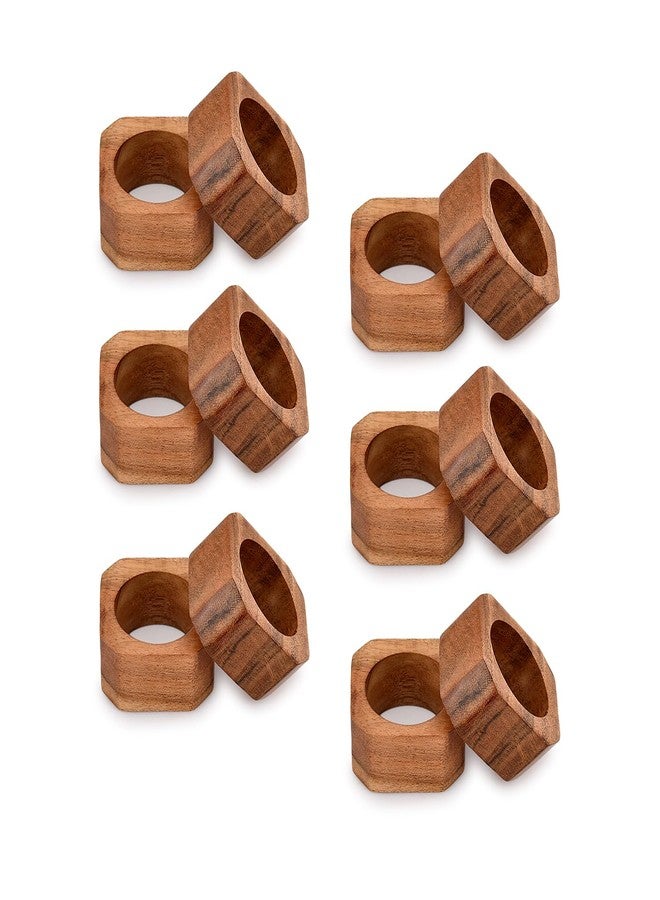 BHAVATU Napkin Ring Acacia Wood Napkin Rings Classic Everyday Use Thanksgiving, Christmas Napkin Rings Buckles,Festive Party Gift Farmhouse for Table Decorations (Set of 12, Brown) - Image 1