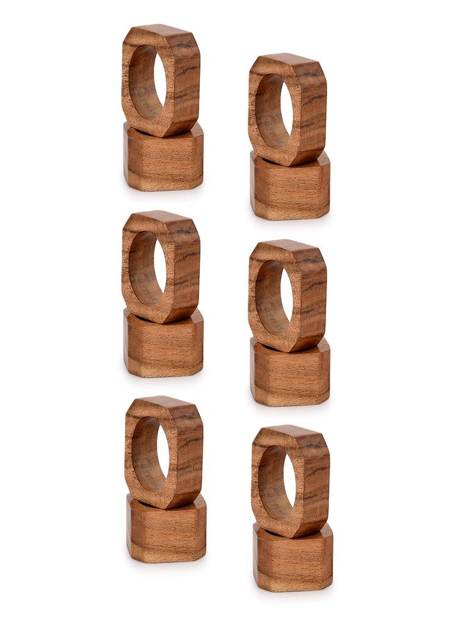 BHAVATU Napkin Ring Acacia Wood Napkin Rings Classic Everyday Use Thanksgiving, Christmas Napkin Rings Buckles,Festive Party Gift Farmhouse for Table Decorations (Set of 12, Brown) - Image 3