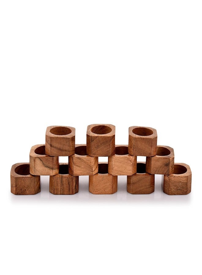 BHAVATU Napkin Ring Acacia Wood Napkin Rings Classic Everyday Use Thanksgiving, Christmas Napkin Rings Buckles,Festive Party Gift Farmhouse for Table Decorations (Set of 12, Brown) - Image 2