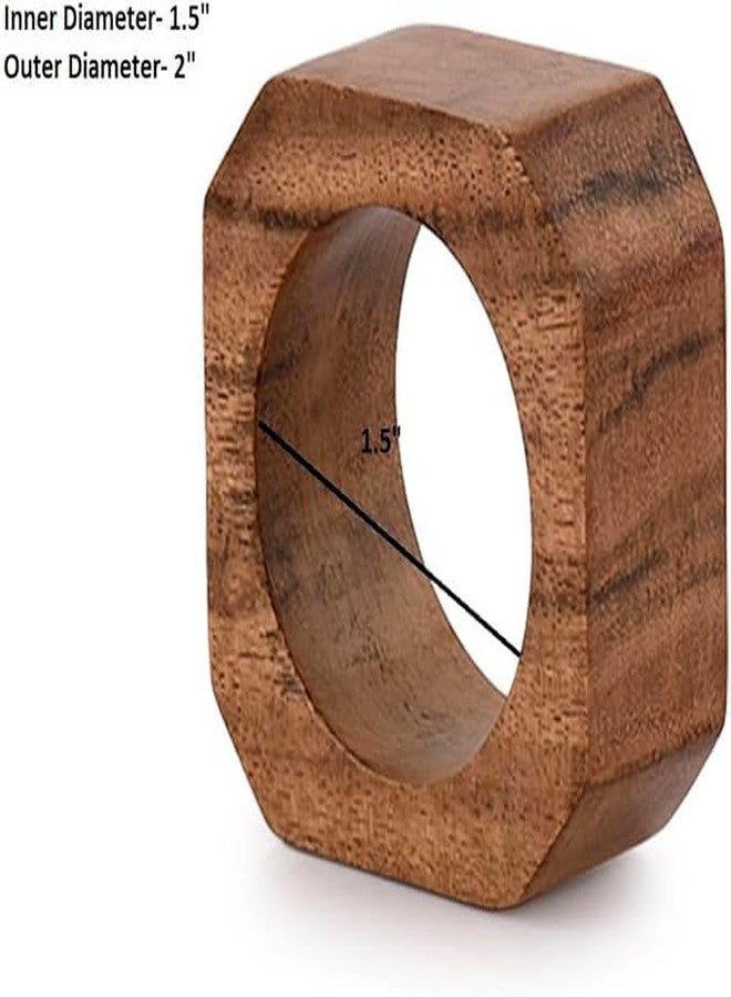 BHAVATU Napkin Ring Acacia Wood Napkin Rings Classic Everyday Use Thanksgiving, Christmas Napkin Rings Buckles,Festive Party Gift Farmhouse for Table Decorations (Set of 12, Brown) - Image 5