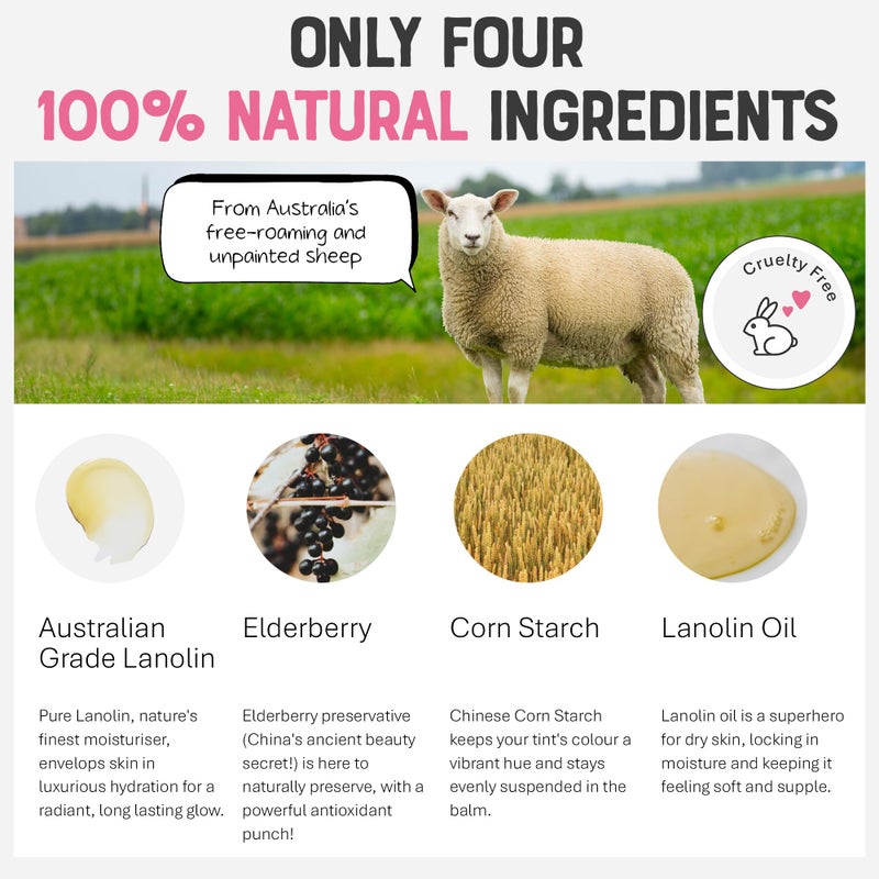 Dr. Lipp Superfood Lip Tint Elderberry 8ml â€“ 4-in-ONE Ultra Moisturising Tinted Lip Balm, Lip Gloss, Cheek Blush & Glossy Eyeshadow â€“ 100% Natural â€“ Fragrance & Cruelty Free - Image 5