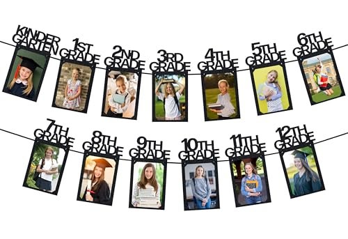 PartyHooman Graduation Photo Banner K12 Kindergarten to 12th Grade for MiddleJunior HighSenior Graduation Decorations 2026 Class of 2026 Party Decorations Pictures Party Supplies Prestrung - Image 1