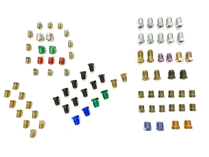 The Stop Shop Brake Line Fitting Assortment for 316 Inch 14 Inch Tubing Inverted Flare BubbleISO Flare Metric SAE 81 Fittings Total