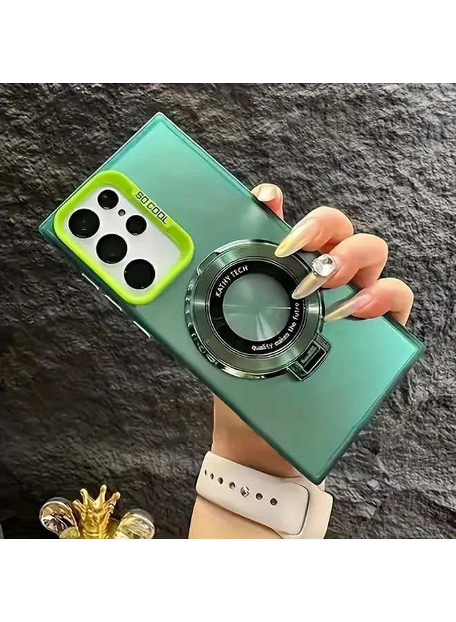 Green Magnetic Suction Ring And Circular Folding Bracket For Galaxy S24 Ultra - Image 3
