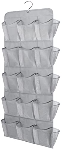 MISSLO 30 Large Pockets Dual Sided Hanging Shoe Organizer for Closet with Rotating Hanger Hanging Shoe Shelves, Grey - Image 1
