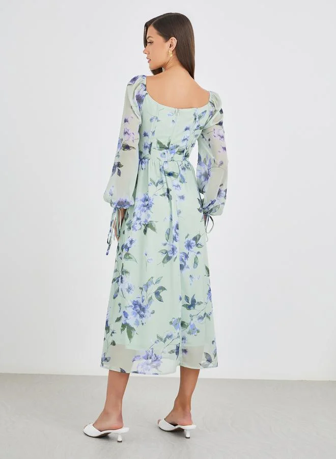 Styli Floral Chiffon Dress