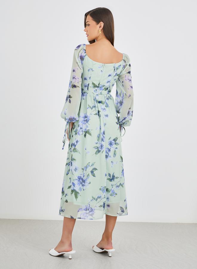 Styli Floral Chiffon Dress - Image 5
