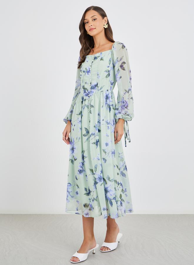Styli Floral Chiffon Dress - Image 2