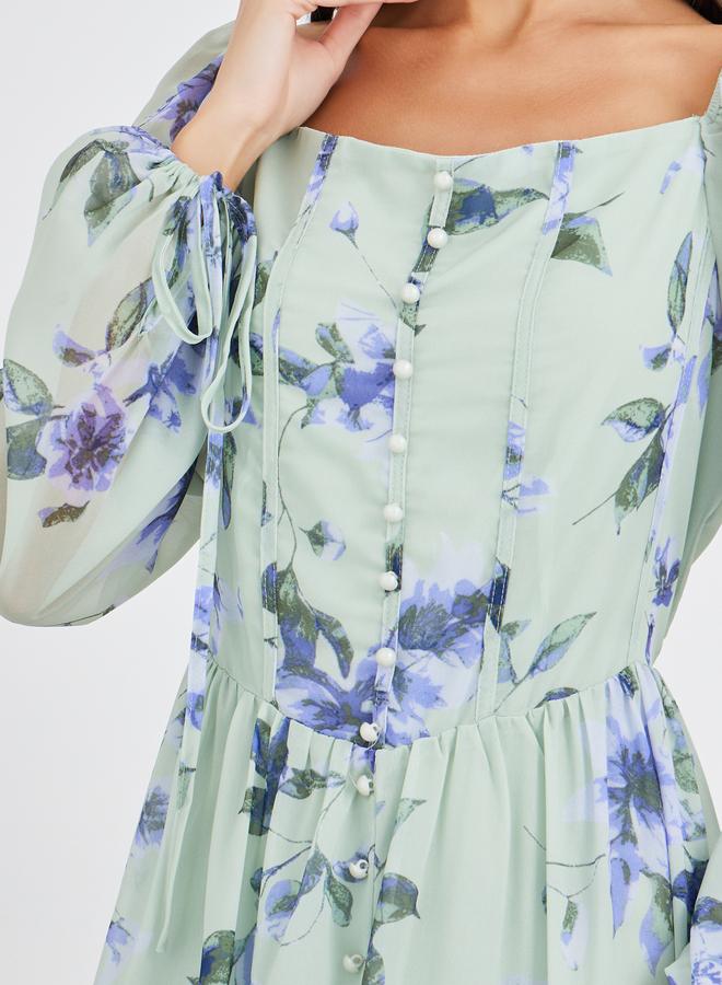 Styli Floral Chiffon Dress - Image 4