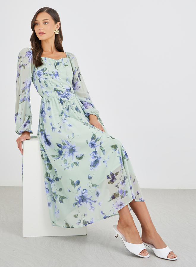 Styli Floral Chiffon Dress - Image 1