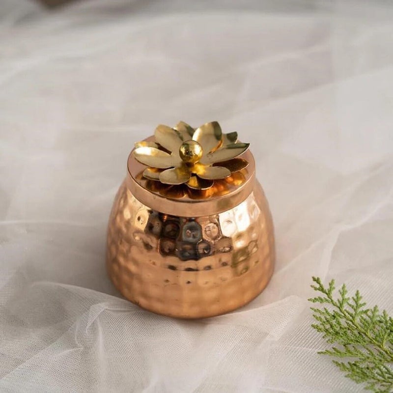 SOLINO Hammered Copper Plated Dry Fruit Pot Shape Jars with Lid Return Gifts for Baby Shower Serving BowlsContainer for parties 2 - Image 2