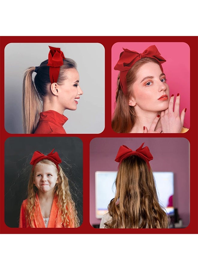 شريط رأس القوس الأحمر مصنوع يدويًا عريض العمامة شريط الشعر غير القابل للانزلاق - Image 3