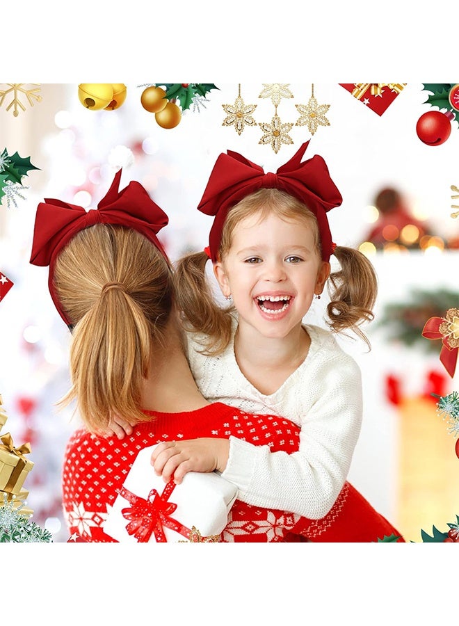 شريط رأس القوس الأحمر مصنوع يدويًا عريض العمامة شريط الشعر غير القابل للانزلاق - Image 4