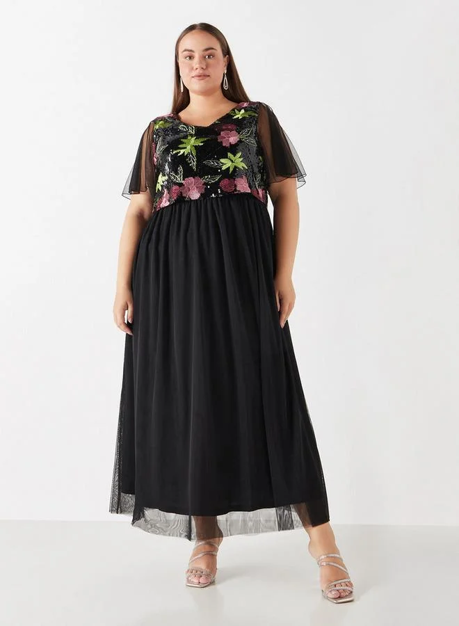 Ulla Popken Plus Size Ulla Popken Embellished Maxi Dress
