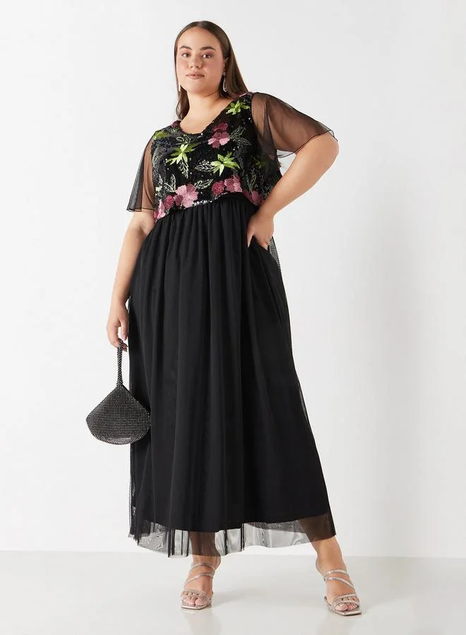 Ulla Popken Plus Size Ulla Popken Embellished Maxi Dress