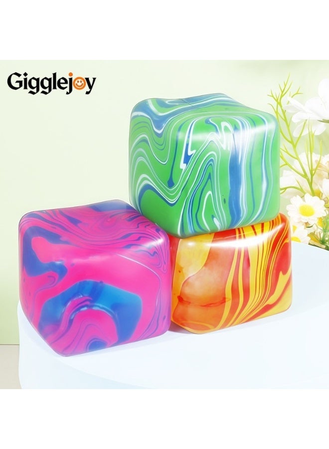 جِيجل جوي فيدجيت مكعب Squishy لعب ، ضغط الكرات الإجهاد للأطفال ، الكبار Squishies القلق الإغاثة كرة مالتوس ، الجليد Squishys السكر لعبة الحسية للتوحد ADHD ، تصميم رواية ملونة فيدجيت مكعبات - Image 2