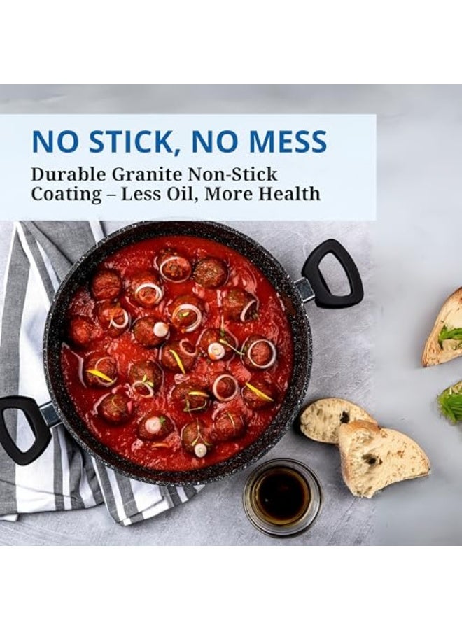 Westinghouse USA Low Casserole with Lid 28CM - Pressed Aluminium, Black Marble, Durable Non-Stick Cookware and Lightweight Design for Healthy Cooking Everytime - Image 4