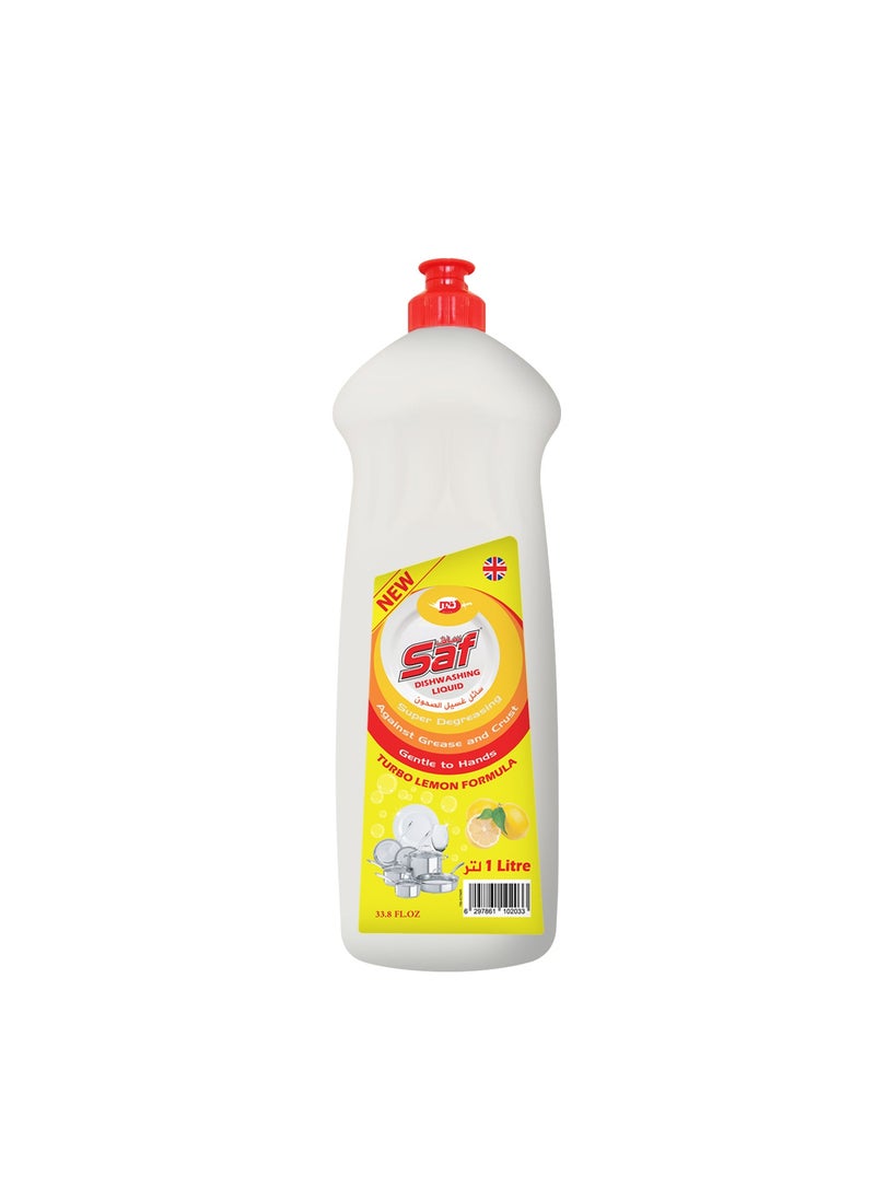 SAF Dishwash Liquid 1x1 Ltr Lemon - Sparkling Clean Dishes with Refreshing Citrus Scent
