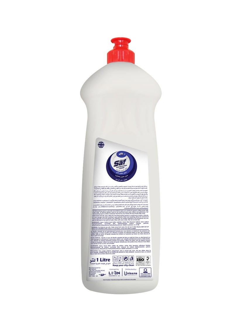 SAF Dishwash Liquid 1x1 Ltr Lemon - Sparkling Clean Dishes with Refreshing Citrus Scent