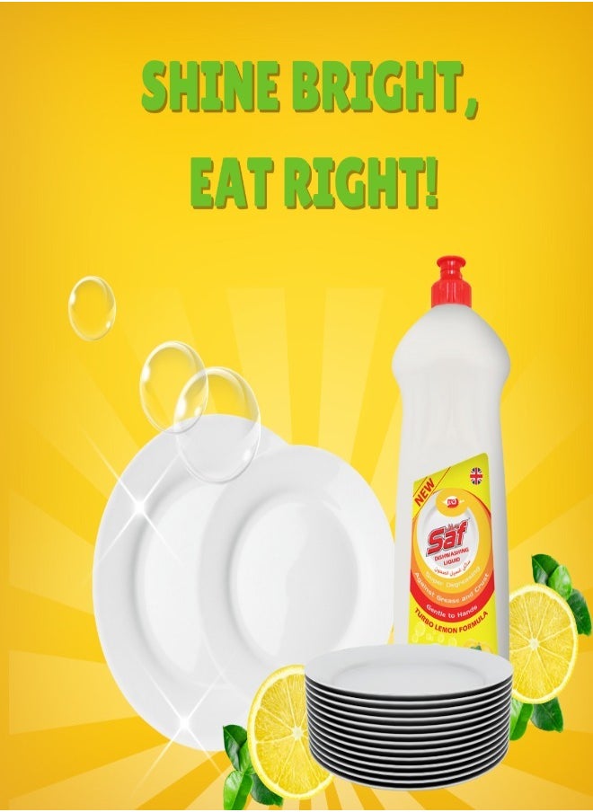 SAF Dishwash Liquid 1x1 Ltr Lemon - Sparkling Clean Dishes with Refreshing Citrus Scent