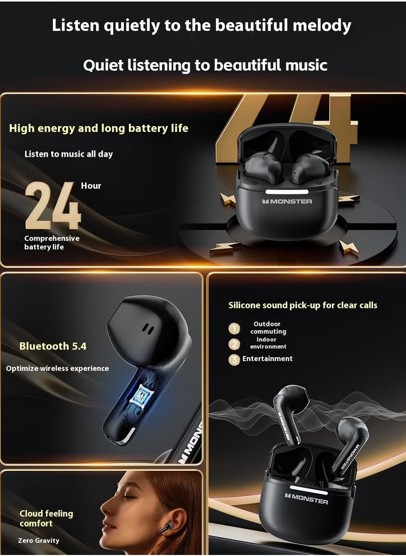 Monster - MONSTER wireless Bluetooth headset | 24-hour long battery life · 13mm metal diaphragm · Bluetooth 5.4 ultra-fast connection · Cloud-like comfortable wearing · Clear call experience - Image 1