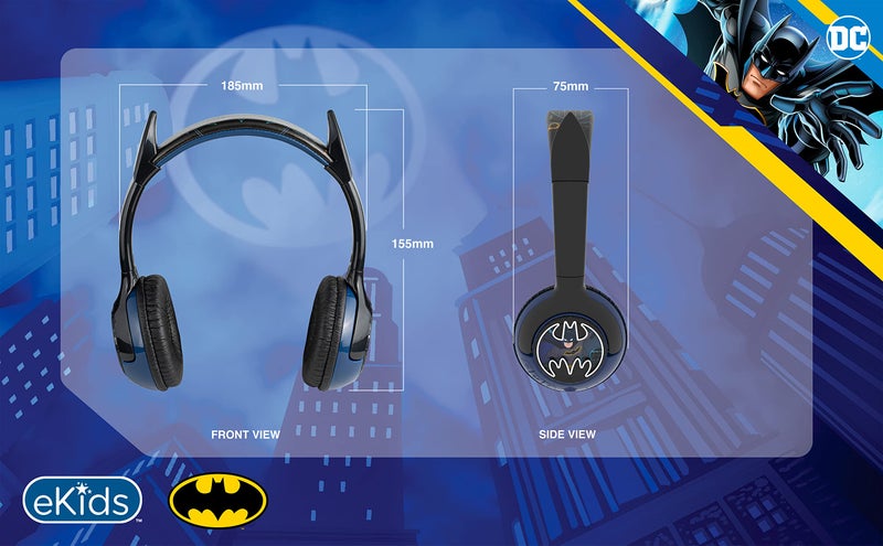 eKids Batman Kids Bluetooth Headphones with Microphone, Includes Aux Cord, Volume Reduced Foldable Headphones for School, Home, or Travel - Image 5