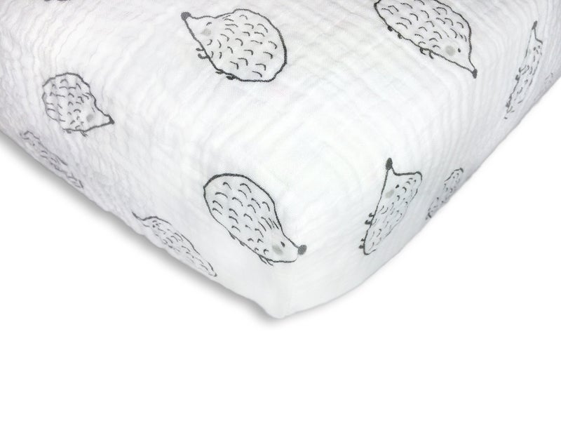 SwaddleDesigns Softest Cotton Muslin Fitted Crib Sheet/Toddler Sheet for Baby Boy & Girl, Black Hedgehogs, 1 Count (Pack of 1) - Image 5