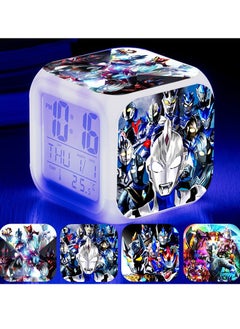 Ultraman Cartoon Cute Game Surrounding Children LED Digital Colorful Luminous Night Light Alarm Clock