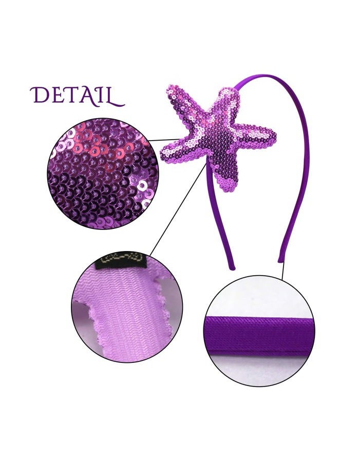 Totelux Starfish Sequins Headband Glitter Sea Star Hair Bands Purple Sea Shell Hair Accessories for Women Girls Beach Birthday Party Favors Decoration Supplies Gift - Image 3