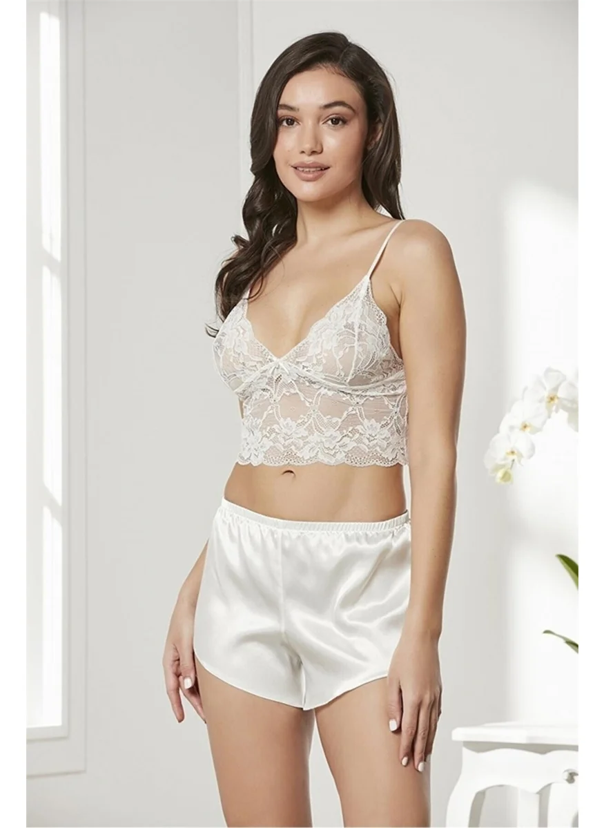 بيير كاردان 7005 Dowry Lace Satin Set of 4 -Ecru