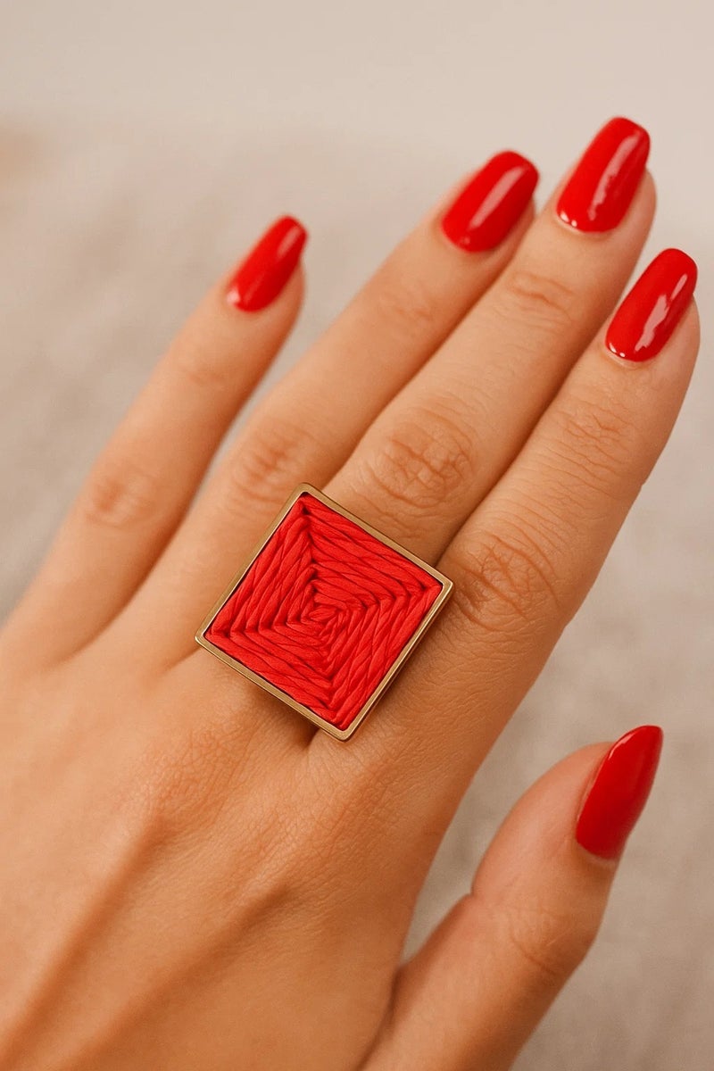 Vbranda Geometric Woven Ring Stainless Steel Pure RI-20 